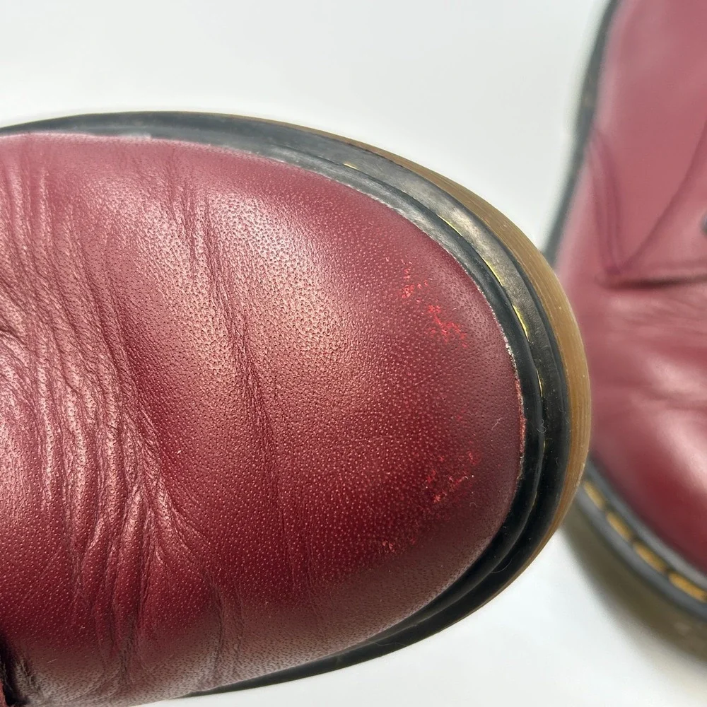 Dr. Martens Combat Boots Kids Junior US 3 EU 34 Red Maroon Leather Zipper Lace